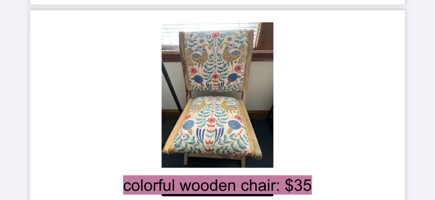 Colorful Wooden Chair - $35 thumbnail