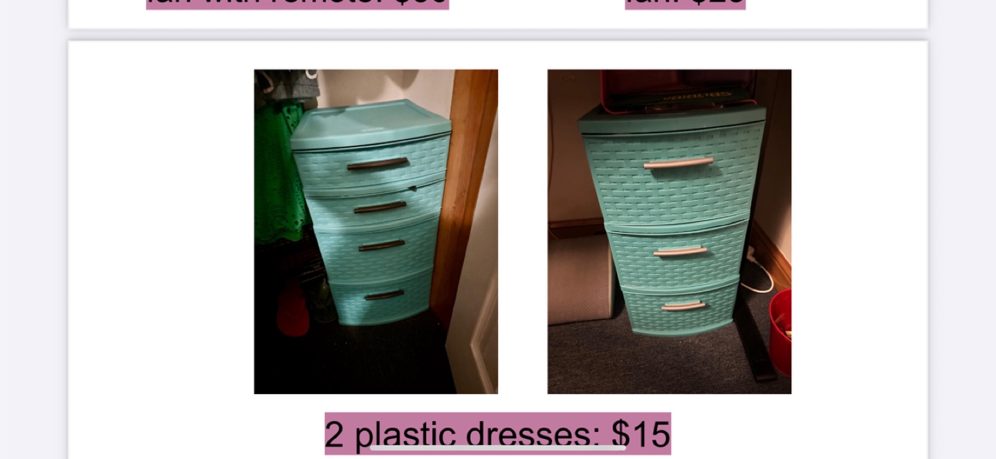 Plastic 3-Drawer Storage Dresser - 2 for $15