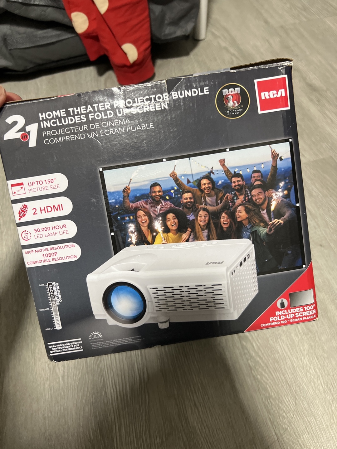 RCA Home Theater Projector Bundle w/ Fold Up Screen - photo 2