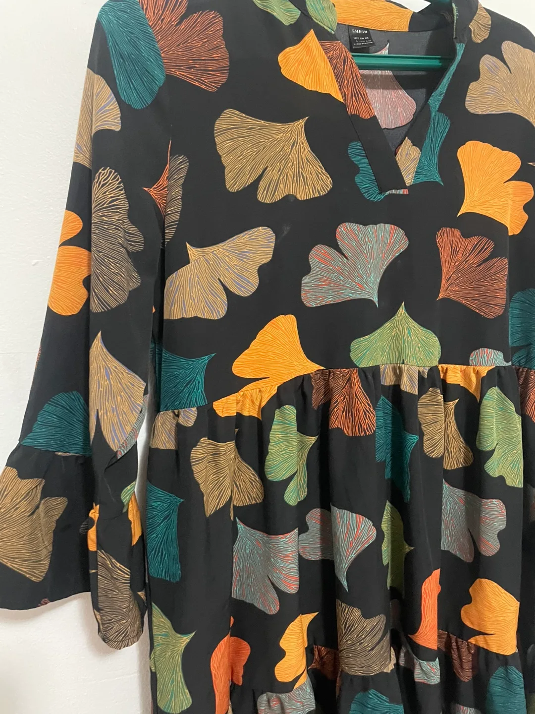 Shein Black Leaf Print Mini Dress image indicator(2)