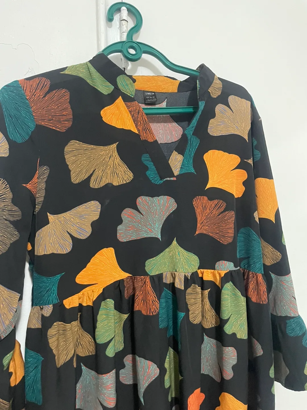 Shein Black Leaf Print Mini Dress image indicator(3)