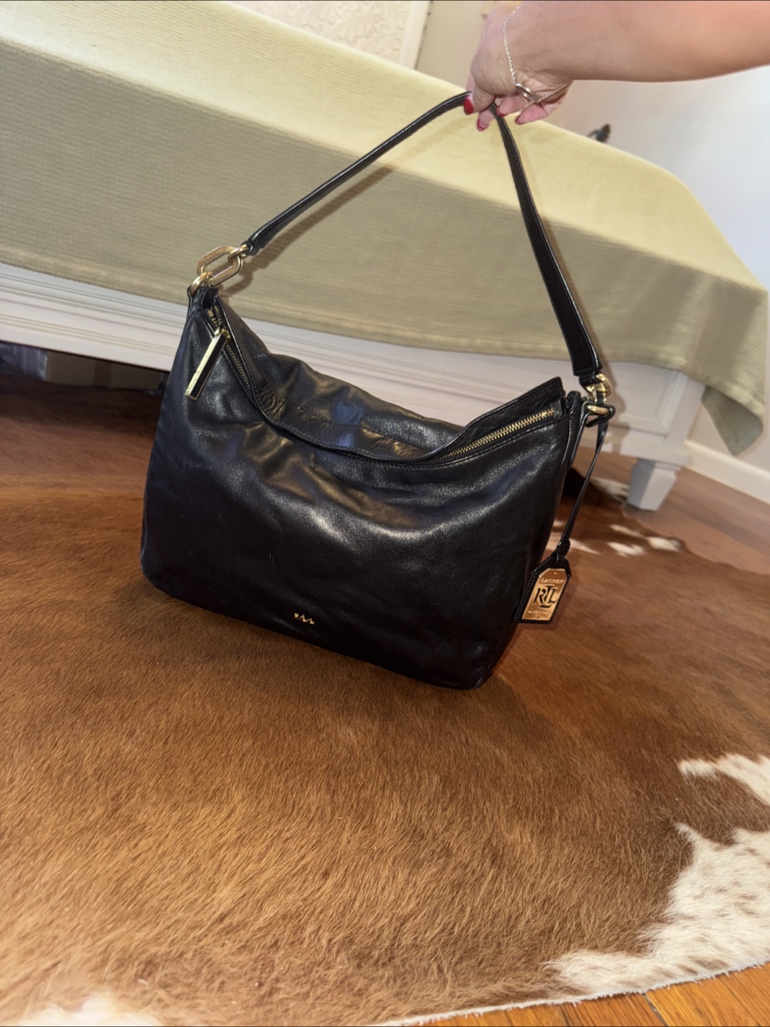 Ralph Lauren Hobo Black Leather Handbag