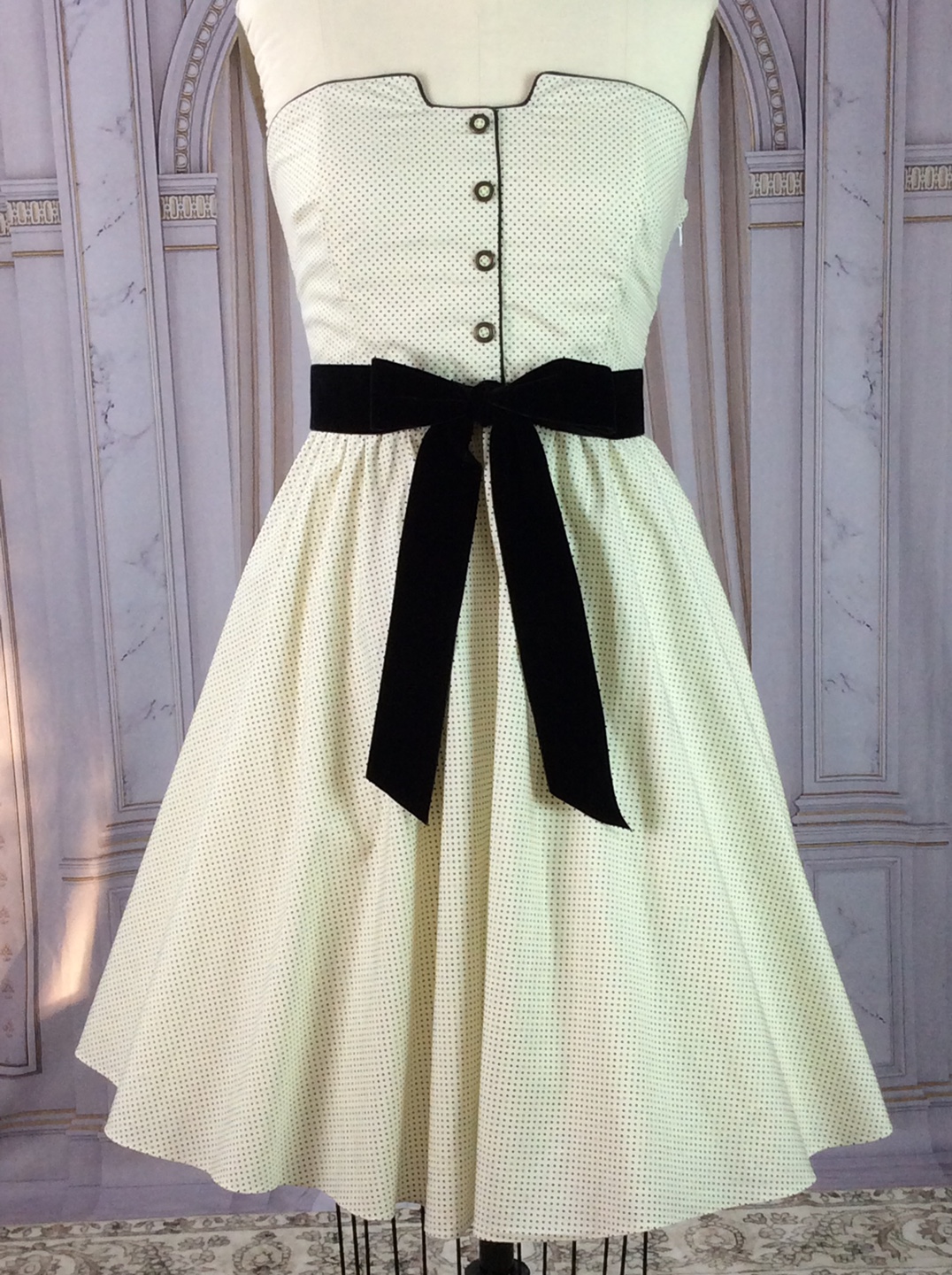 Anthropologie Strapless Polka Dot Dress with Bow (Size 12) - photo 3