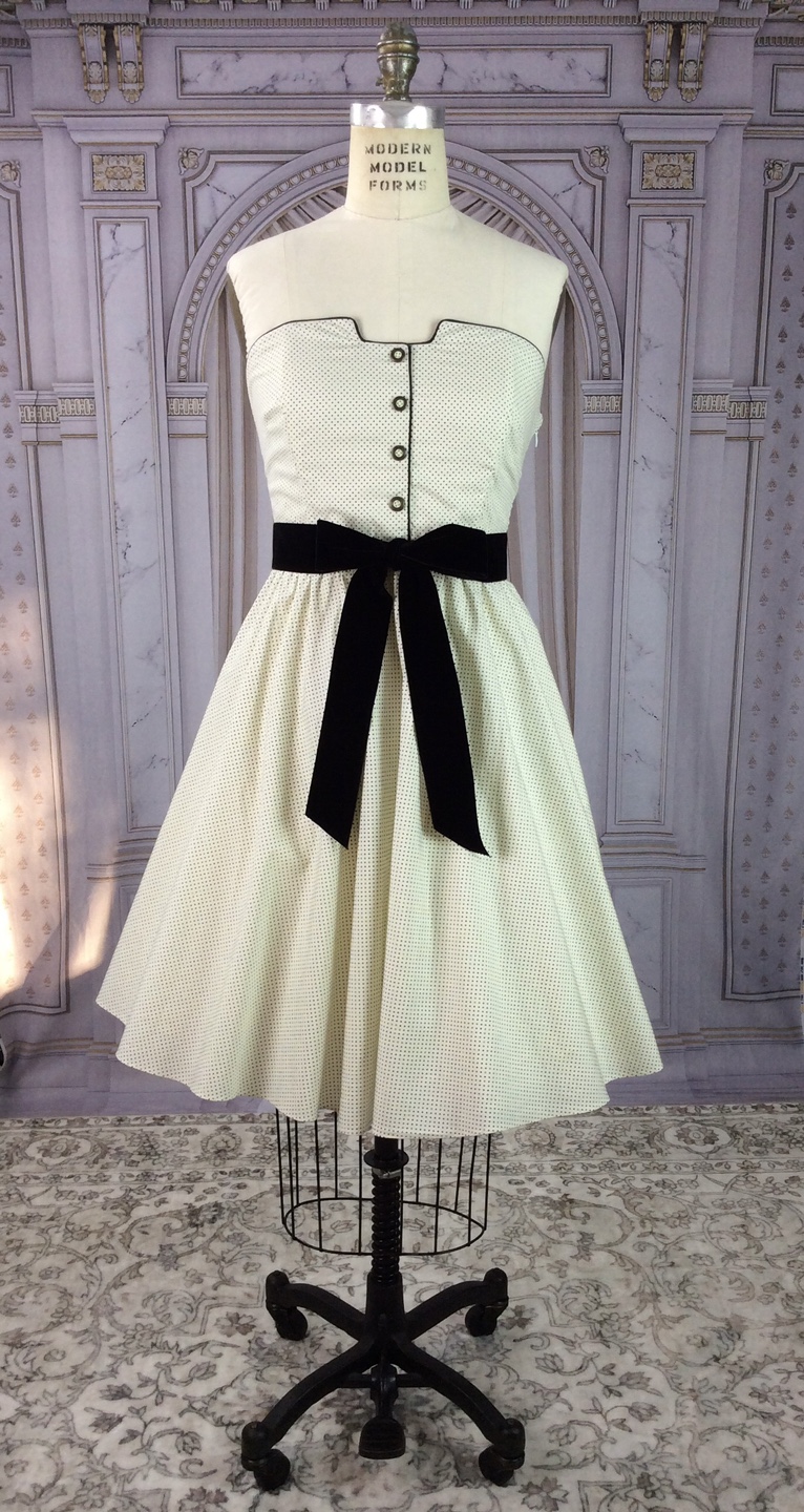 Anthropologie Strapless Polka Dot Dress with Bow (Size 12)