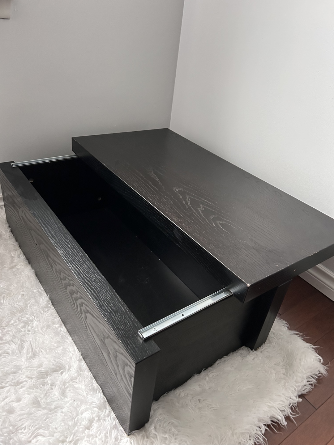 Black Wooden Storage Bench - photo 3