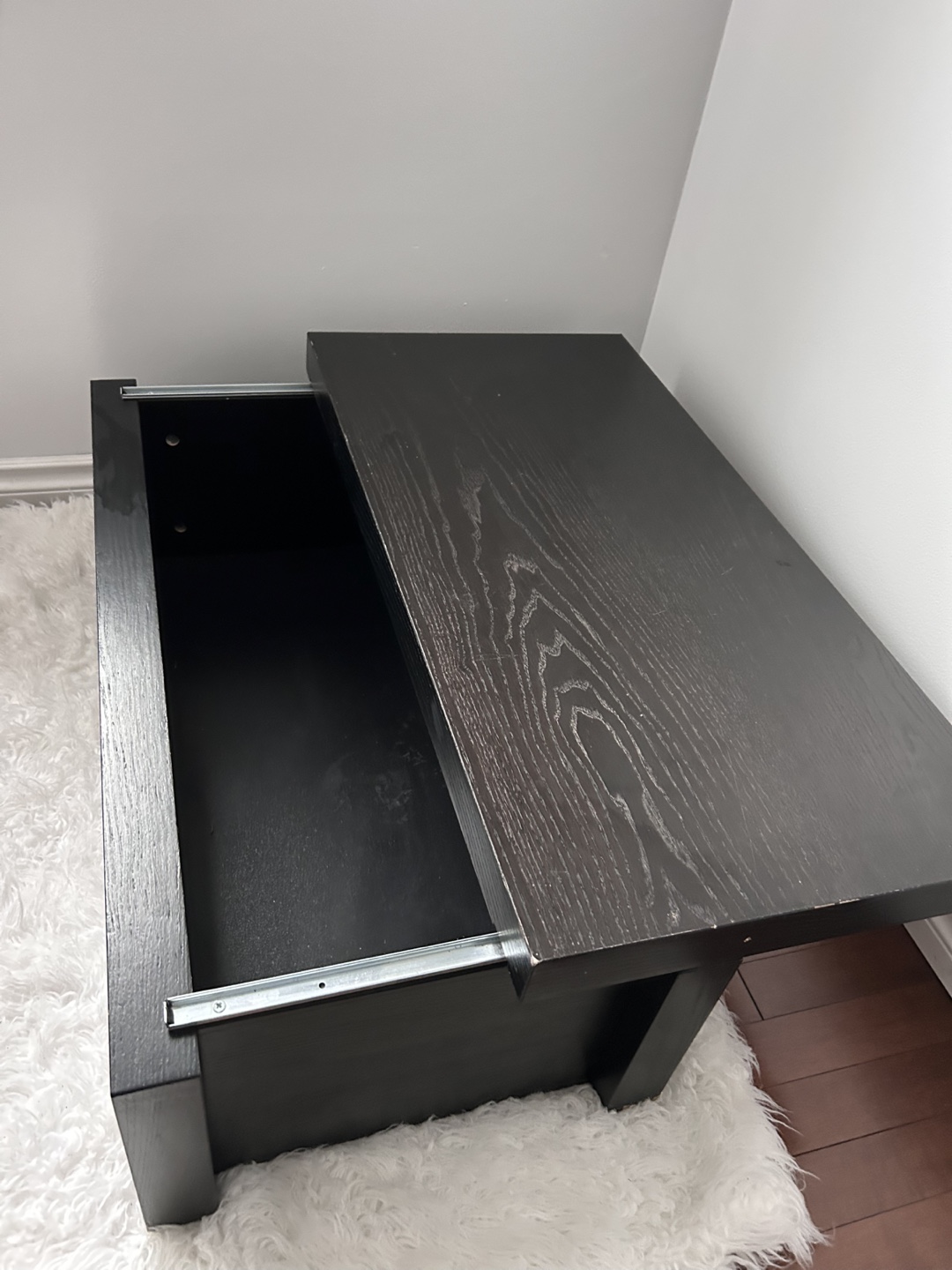 Black Wooden Storage Bench - photo 4