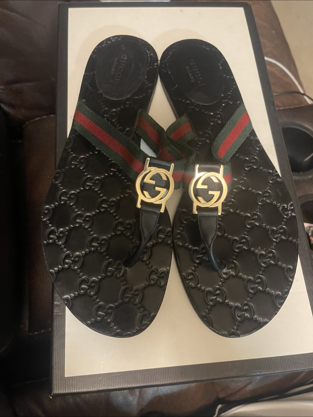 Gucci Black Thong Sandals