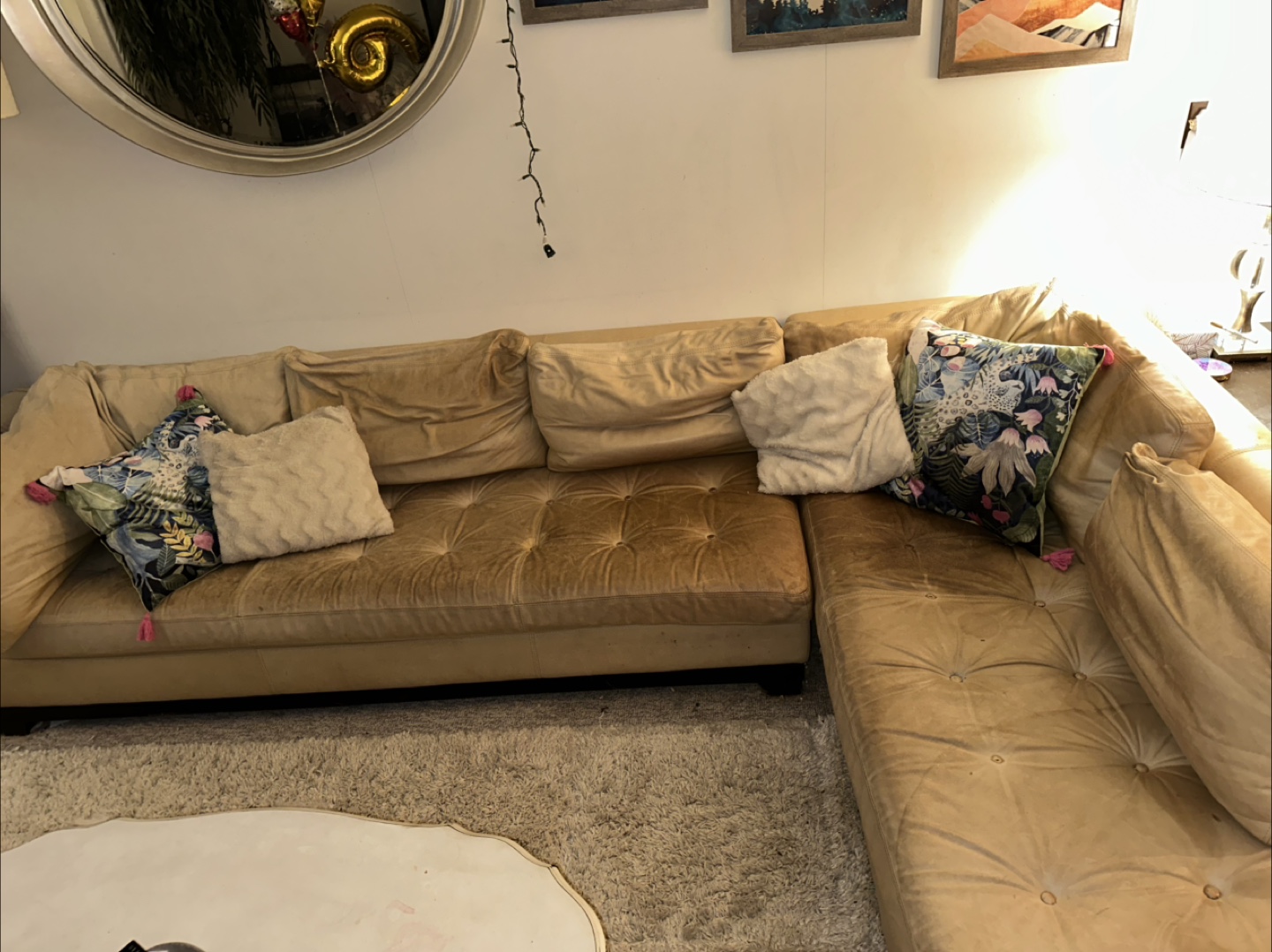 Used Beige Sectional Sofa - Great for Lounging!