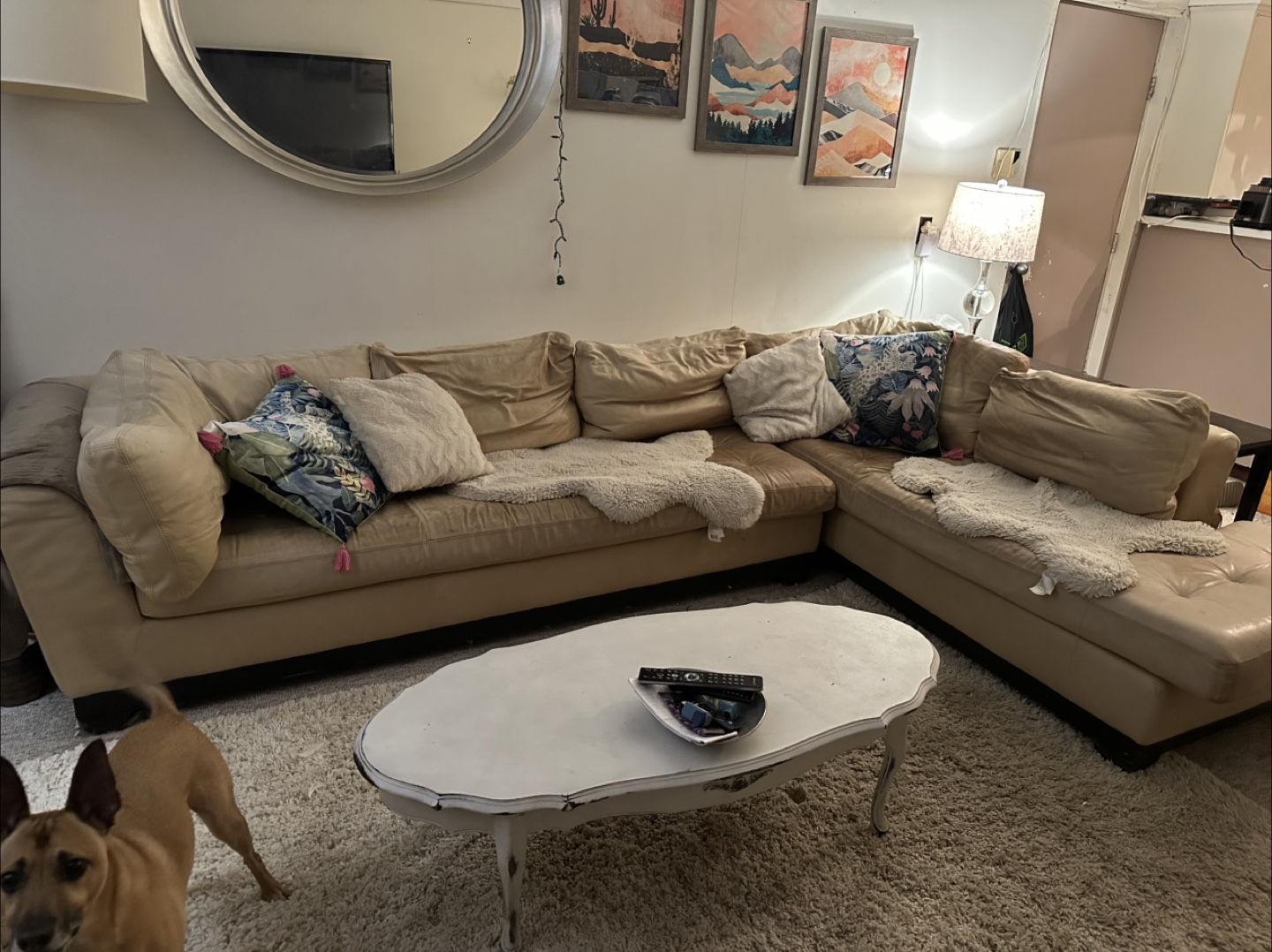 Used Beige Sectional Sofa - Great for Lounging! - photo 2