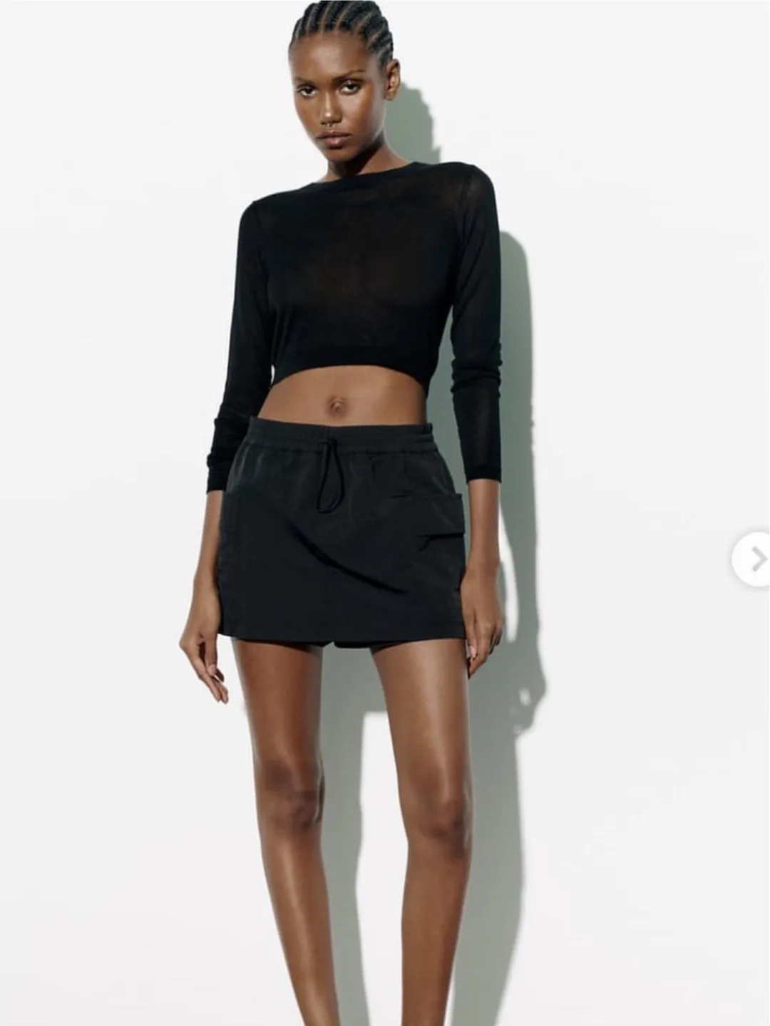 Zara Black Cargo Mini Skort - Size Large image indicator(4)