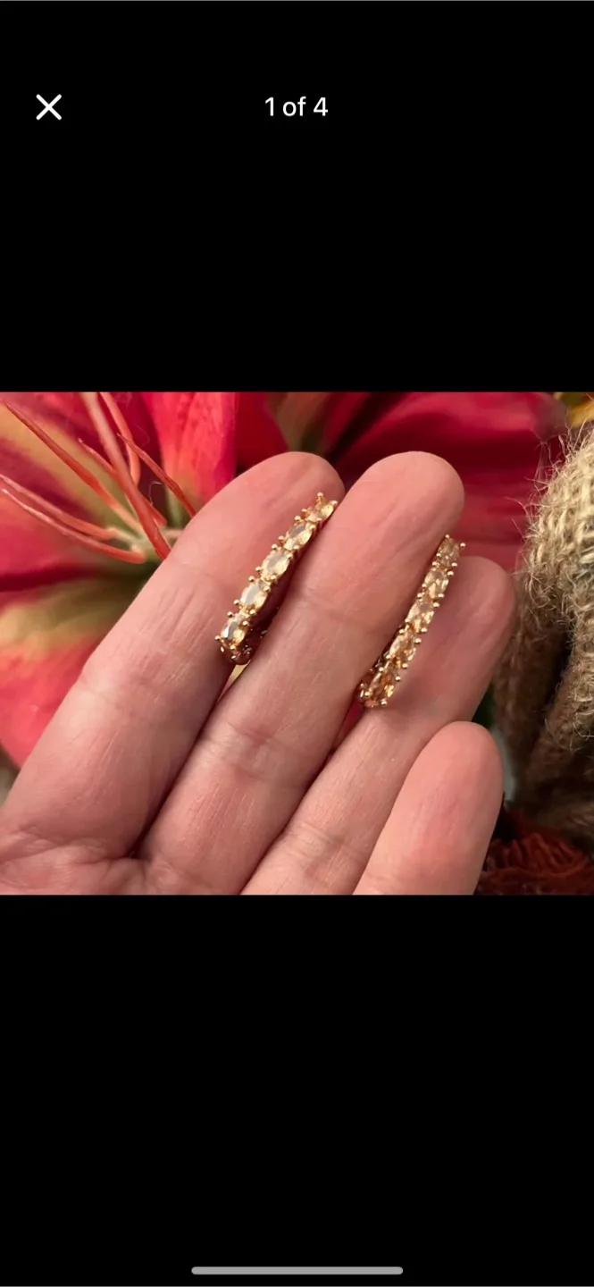 Champagne Coloured Earrings. Gold plated thumbnail