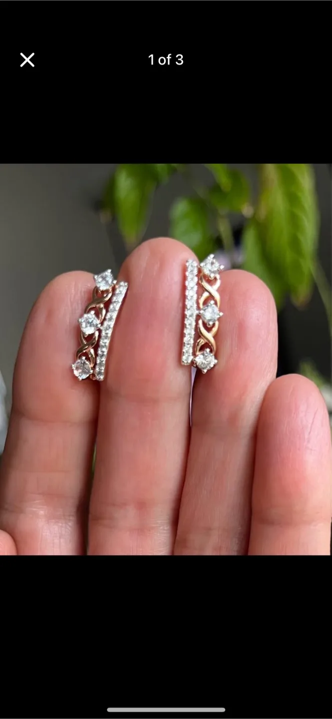 Diamond imitation Earrings gold plated thumbnail