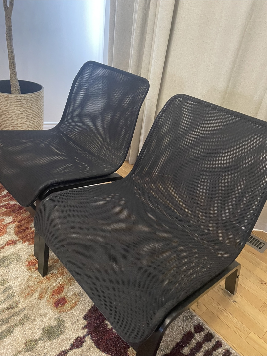 Black  Ikea Mesh Frame Chairs - Pair