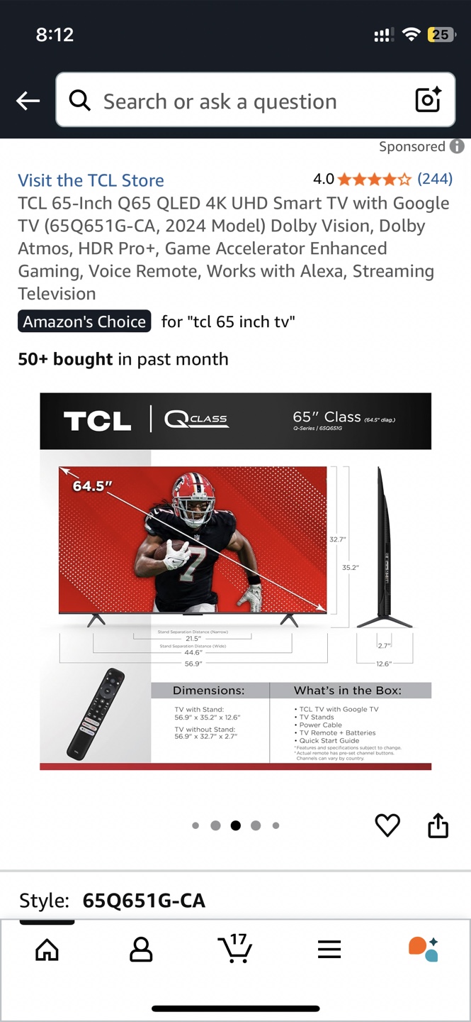 TCL 65" Q65 QLED 4K UHD Smart TV - Like New! - photo 4