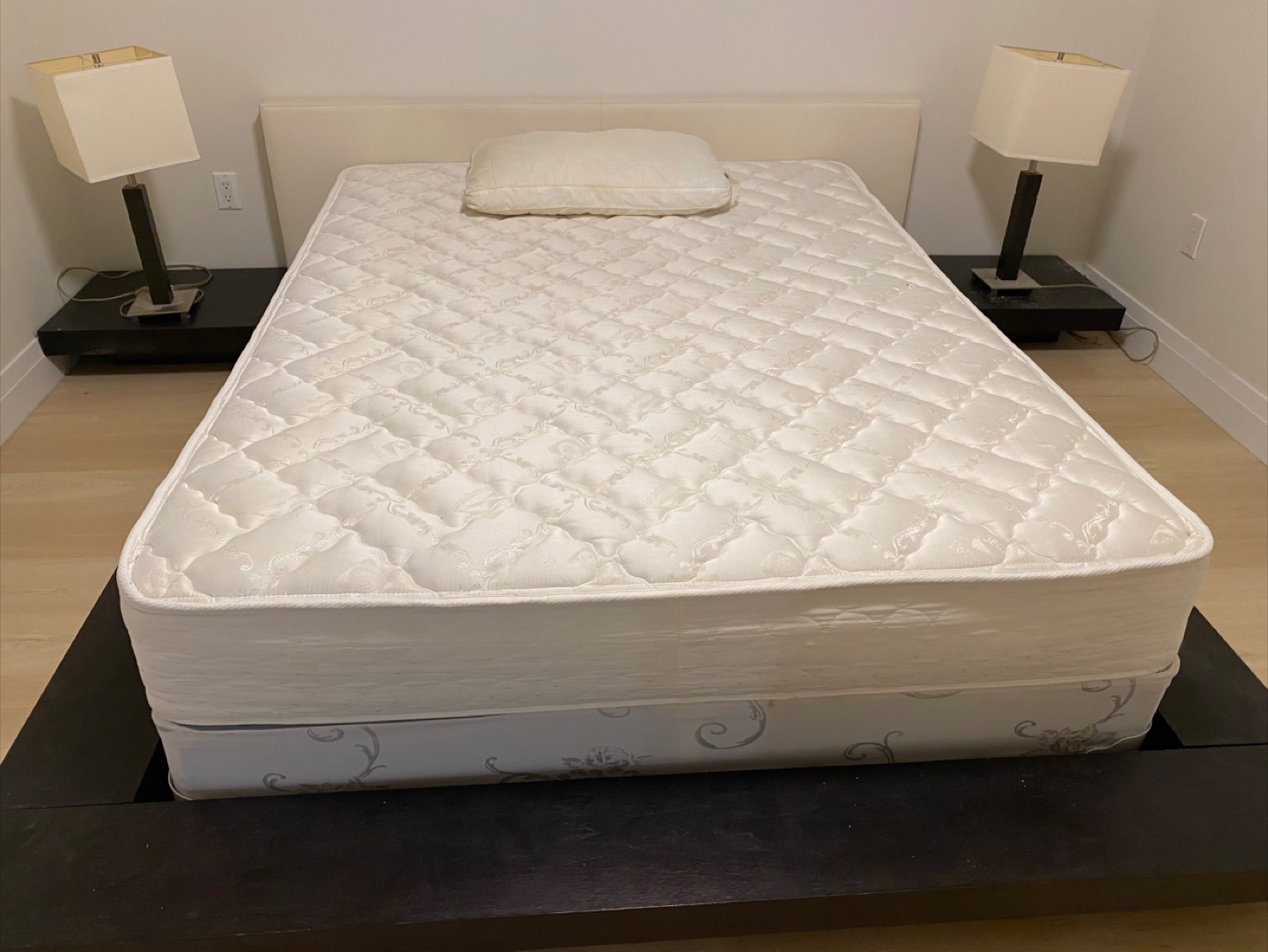 Queen Size Bed Frame with side table & Mattress - photo 2