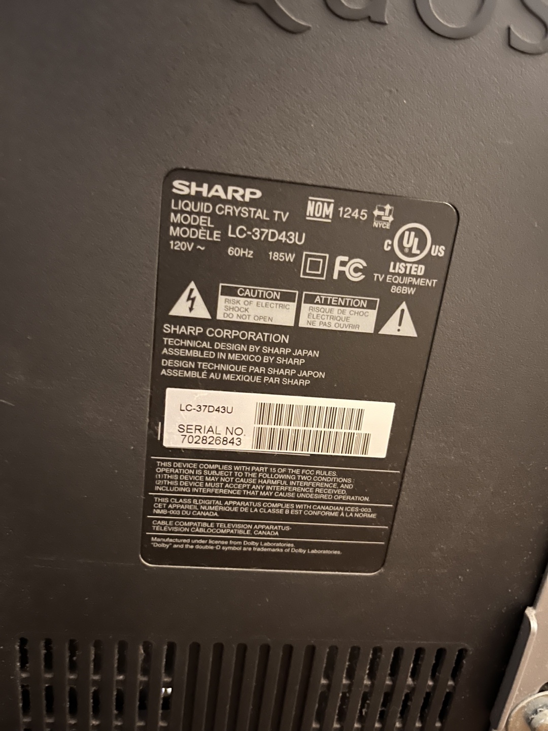 Sharp TV 37” in working condition. - photo 2