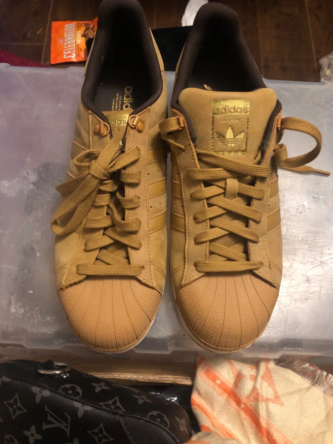 Adidas Superstar Tan Sneakers Size 12 thumbnail