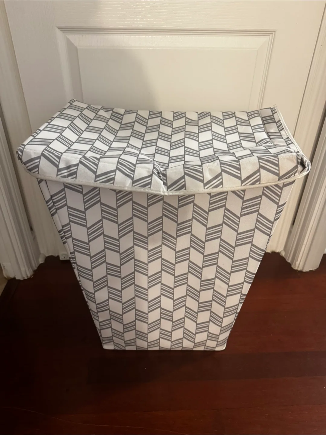 Grey & White Patterned Laundry Hamper thumbnail