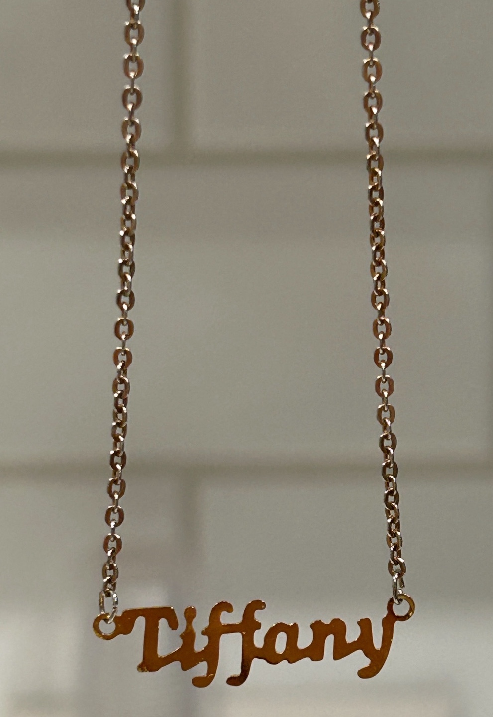 Gold Tone (SN Stamped) Necklace with Tiffany Name Pendant