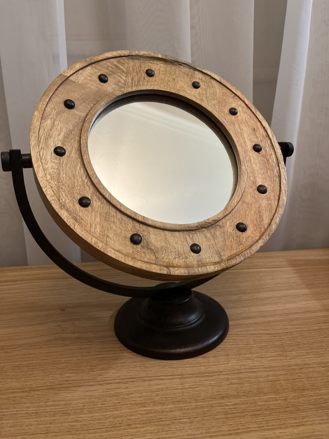 Round Wooden Vanity Mirror - photo 2