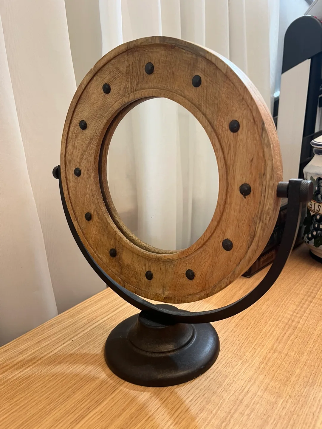 Round Wooden Vanity Mirror thumbnail
