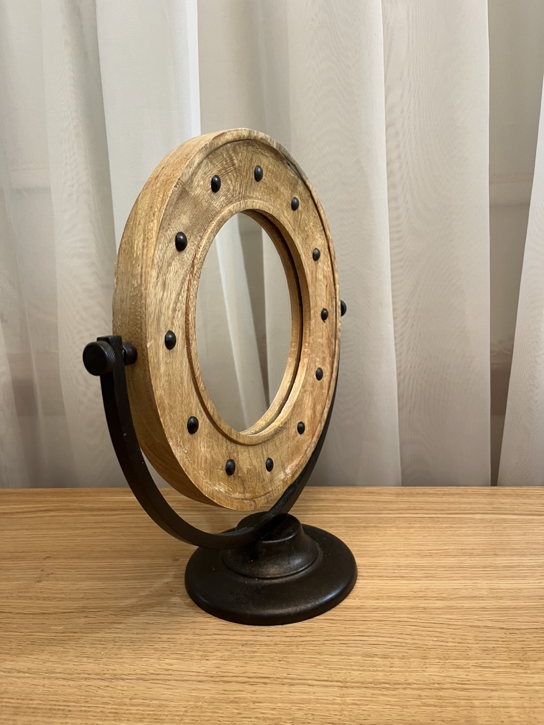 Round Wooden Vanity Mirror - photo 3