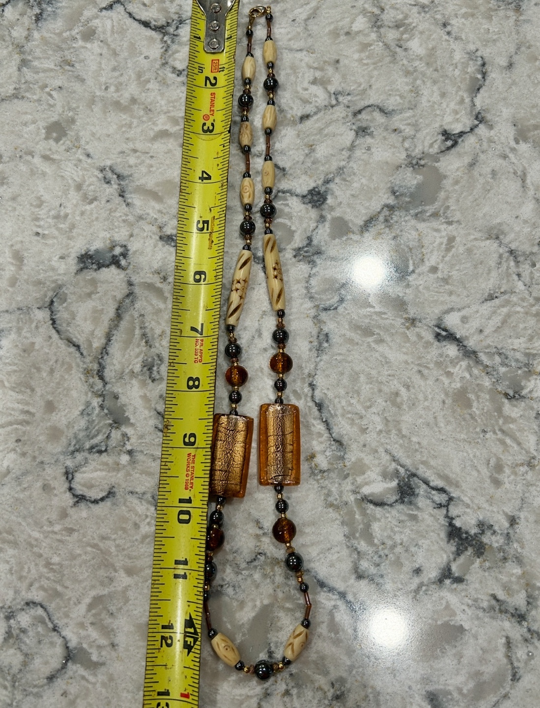 Amber and Brown Toned Beaded Necklace - photo 5