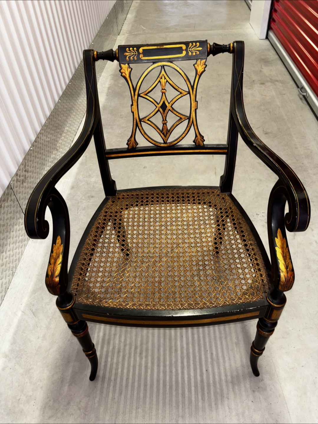 19th century,Regency,Ebonized,Gilt and Cane Armchair - photo 2