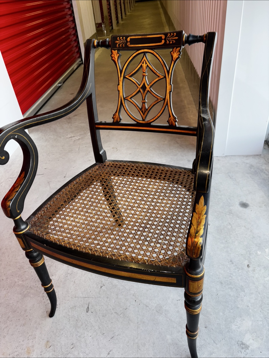 19th century,Regency,Ebonized,Gilt and Cane Armchair - photo 4