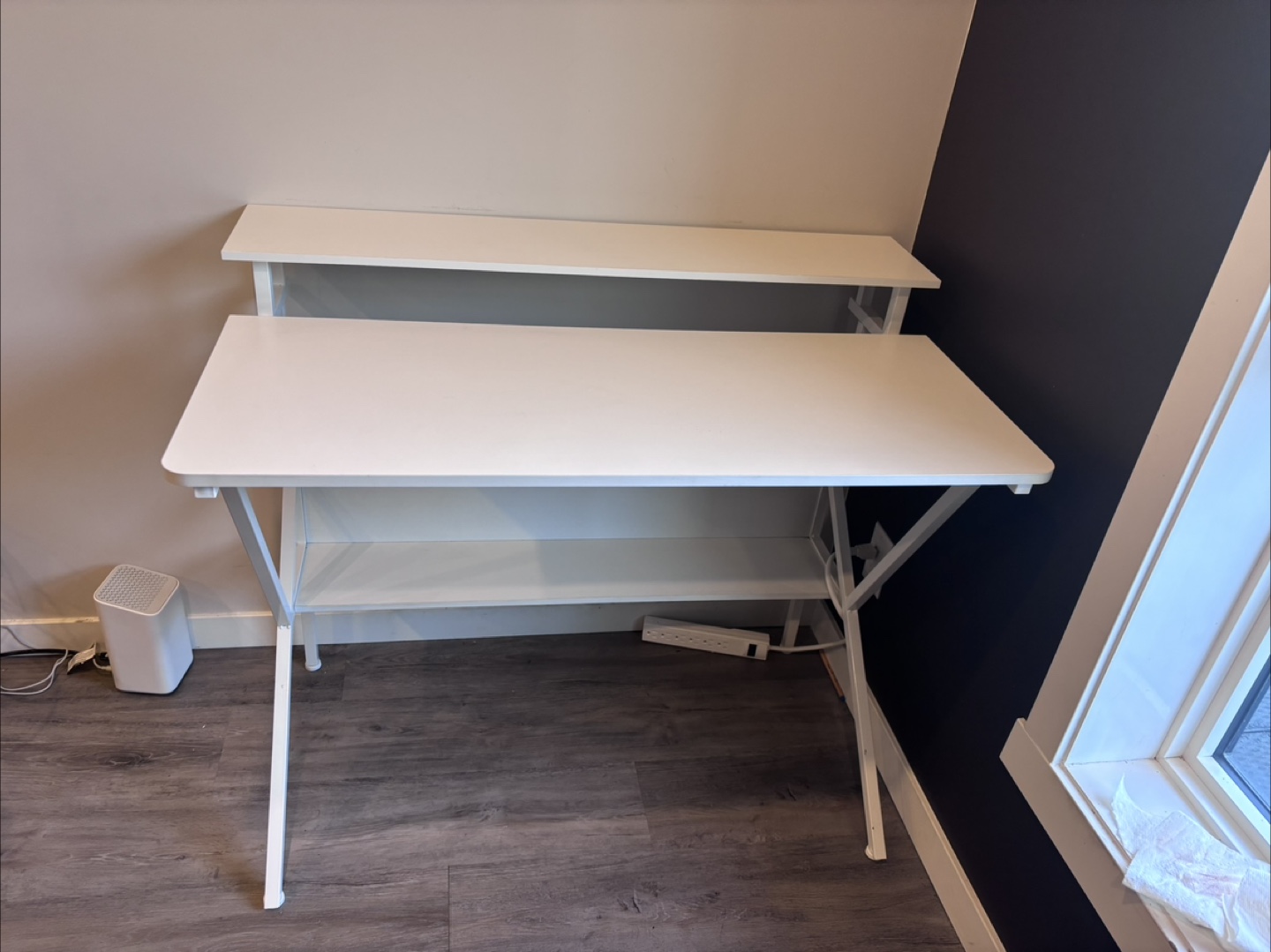 White Desk with Shelf - Great Condition! - photo 2