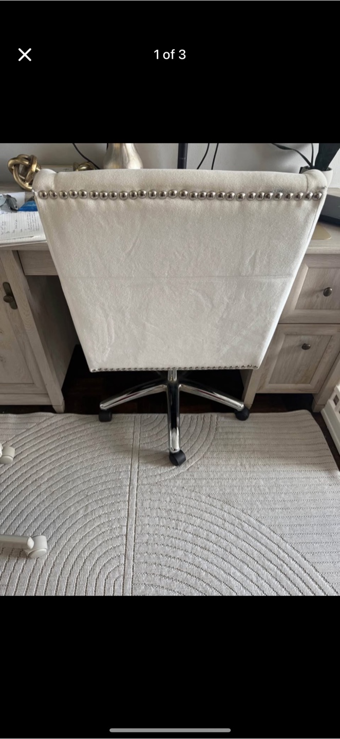White Office Chair with Silver Studs