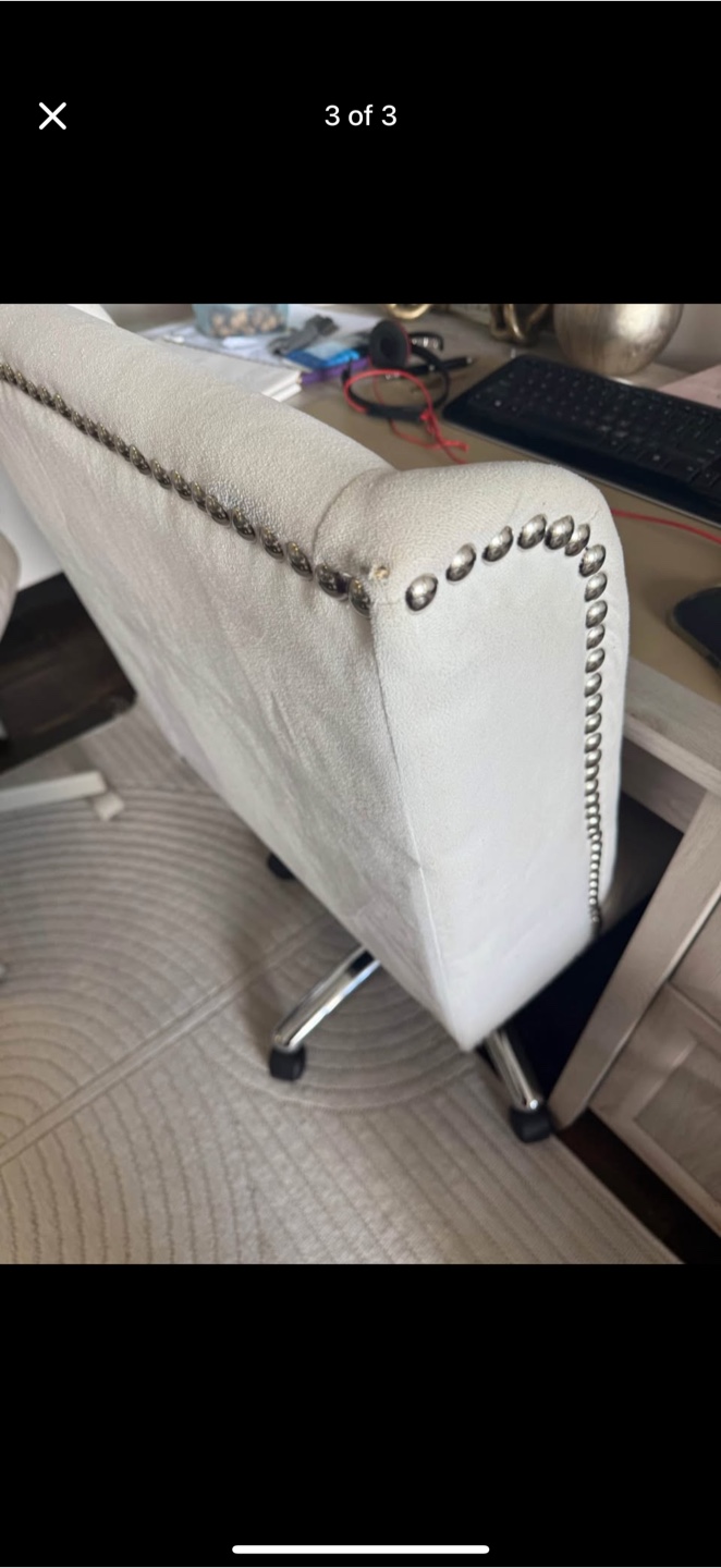 White Office Chair with Silver Studs - photo 3