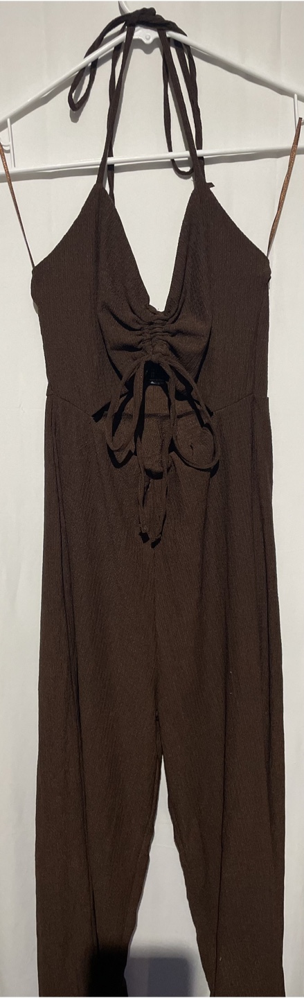 Brown Halter Neck Jumpsuit from Urban Planet