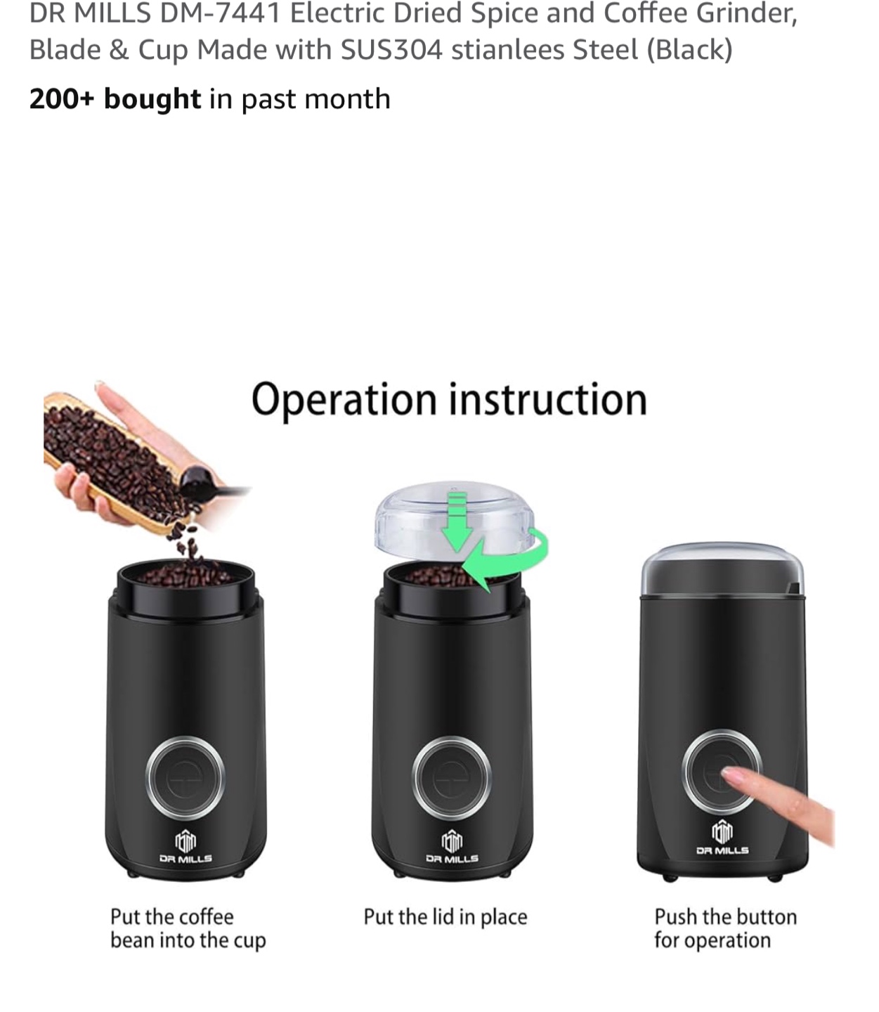 DR MILLS DM-7441 Electric Spice & Coffee Grinder