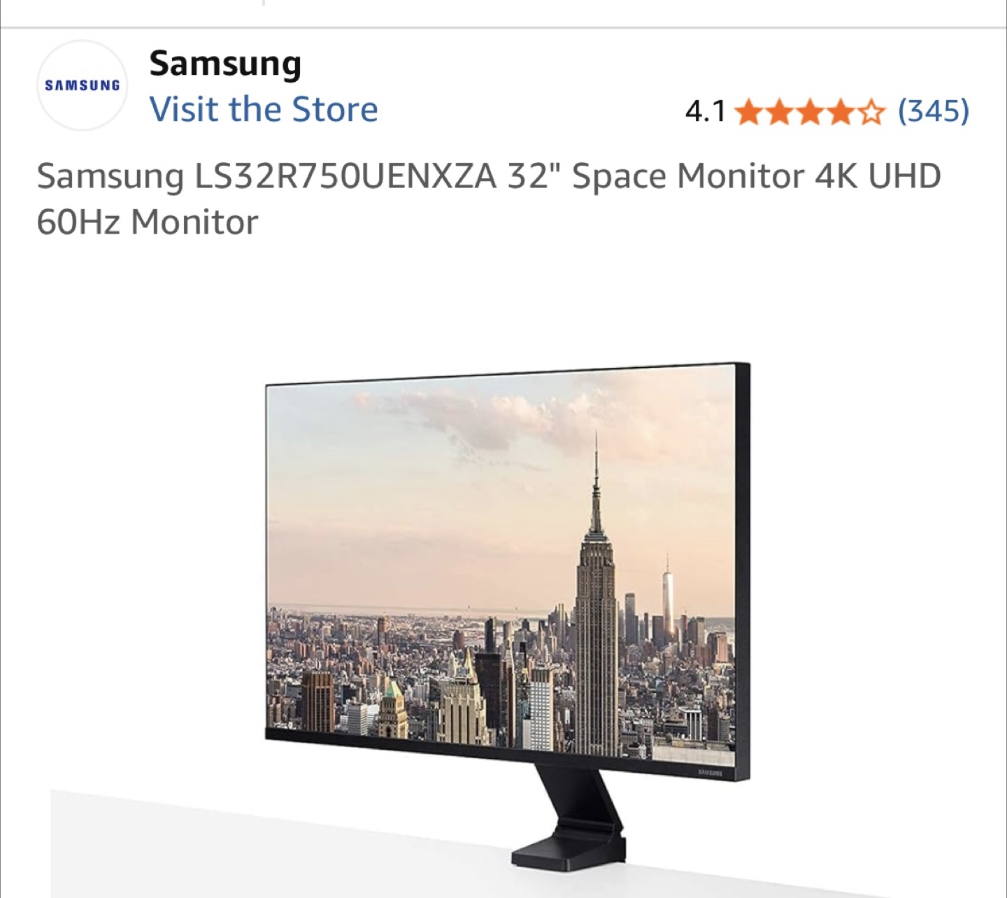 Samsung LS32R750UENXZA 32" Space Monitor 4K UHD