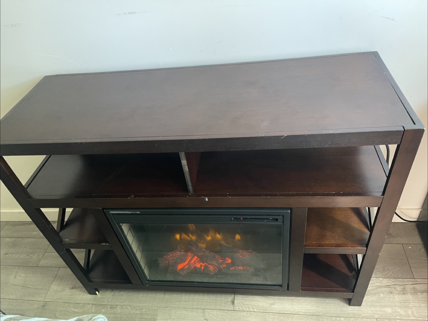 Dark Brown TV Stand with Electric Fireplace