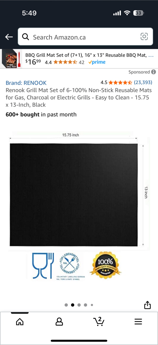 Renook BBQ Grill Mat Set - New - photo 2