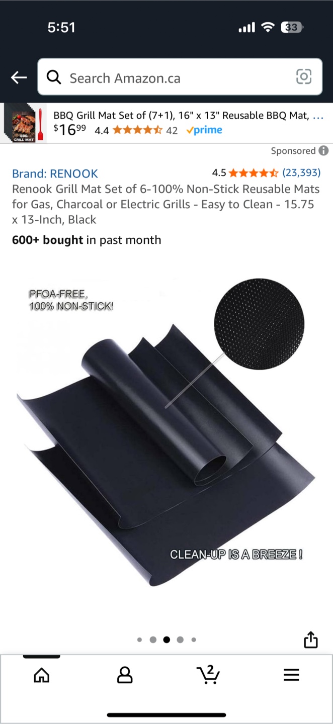 Renook BBQ Grill Mat Set - New