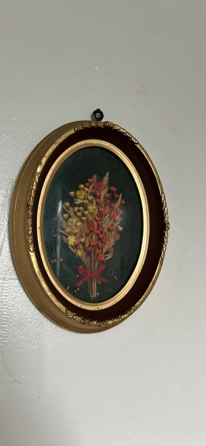 Vintage Framed Floral Art. Dry flowers in the frame thumbnail