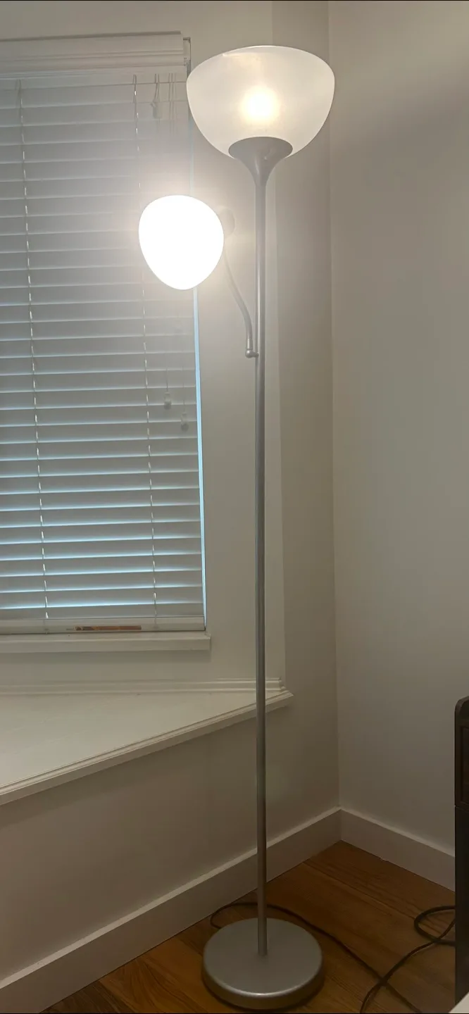 Silver Floor Lamp with Two Lights thumbnail