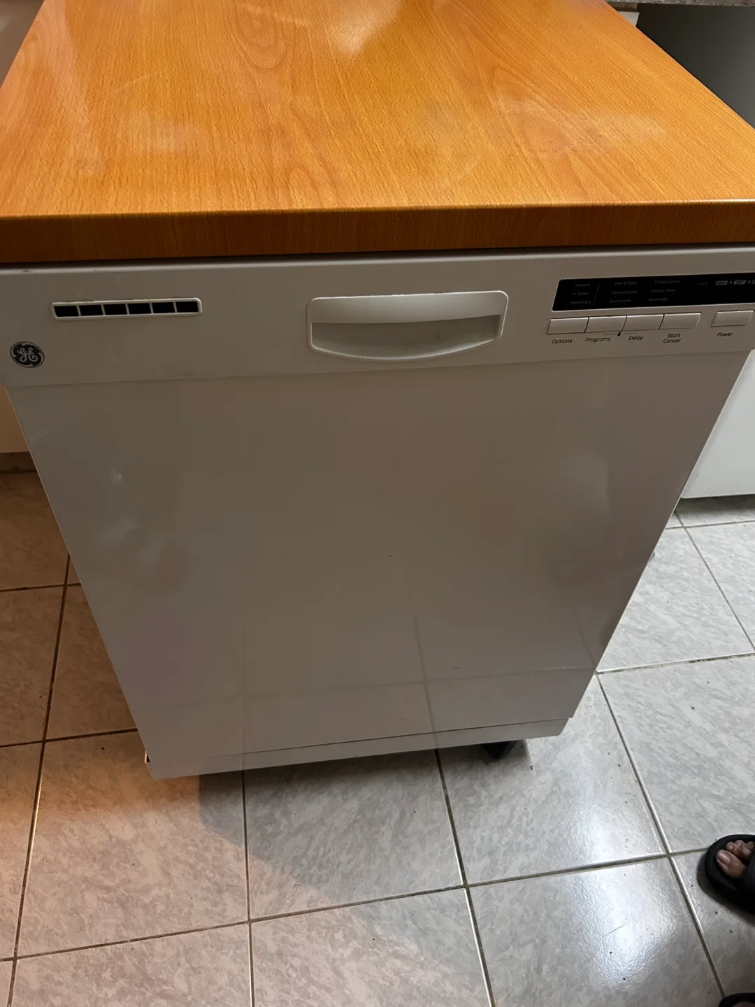 GE Portable Dishwasher - White with Wood Top thumbnail