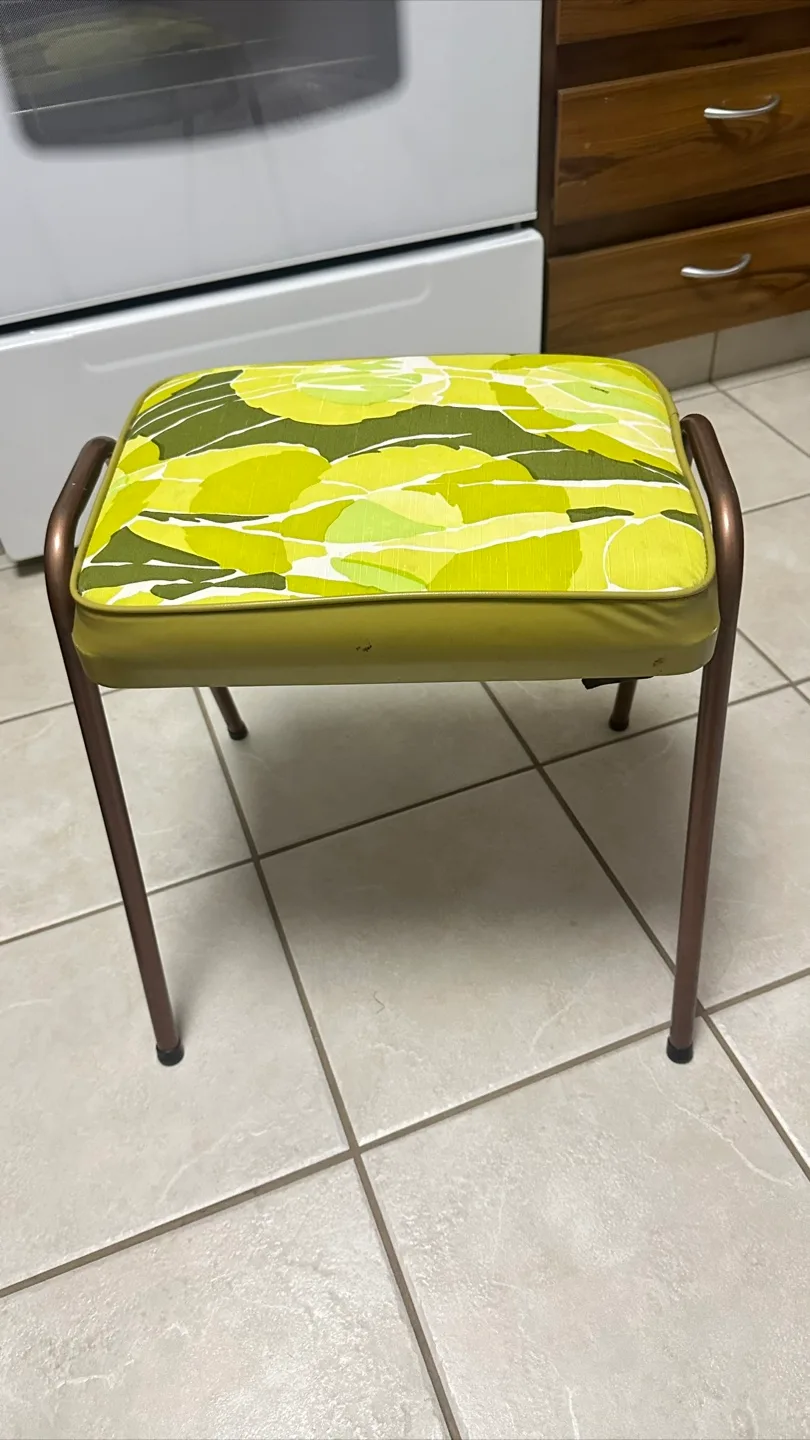 Vintage Green Floral Stool thumbnail