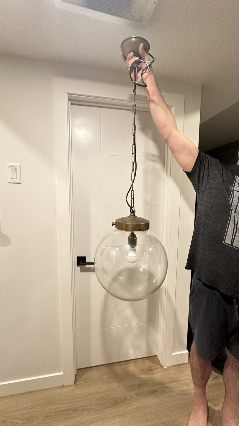 SET OF 3 - 15.5” Glass Globe Pendant Light - Brass Finish