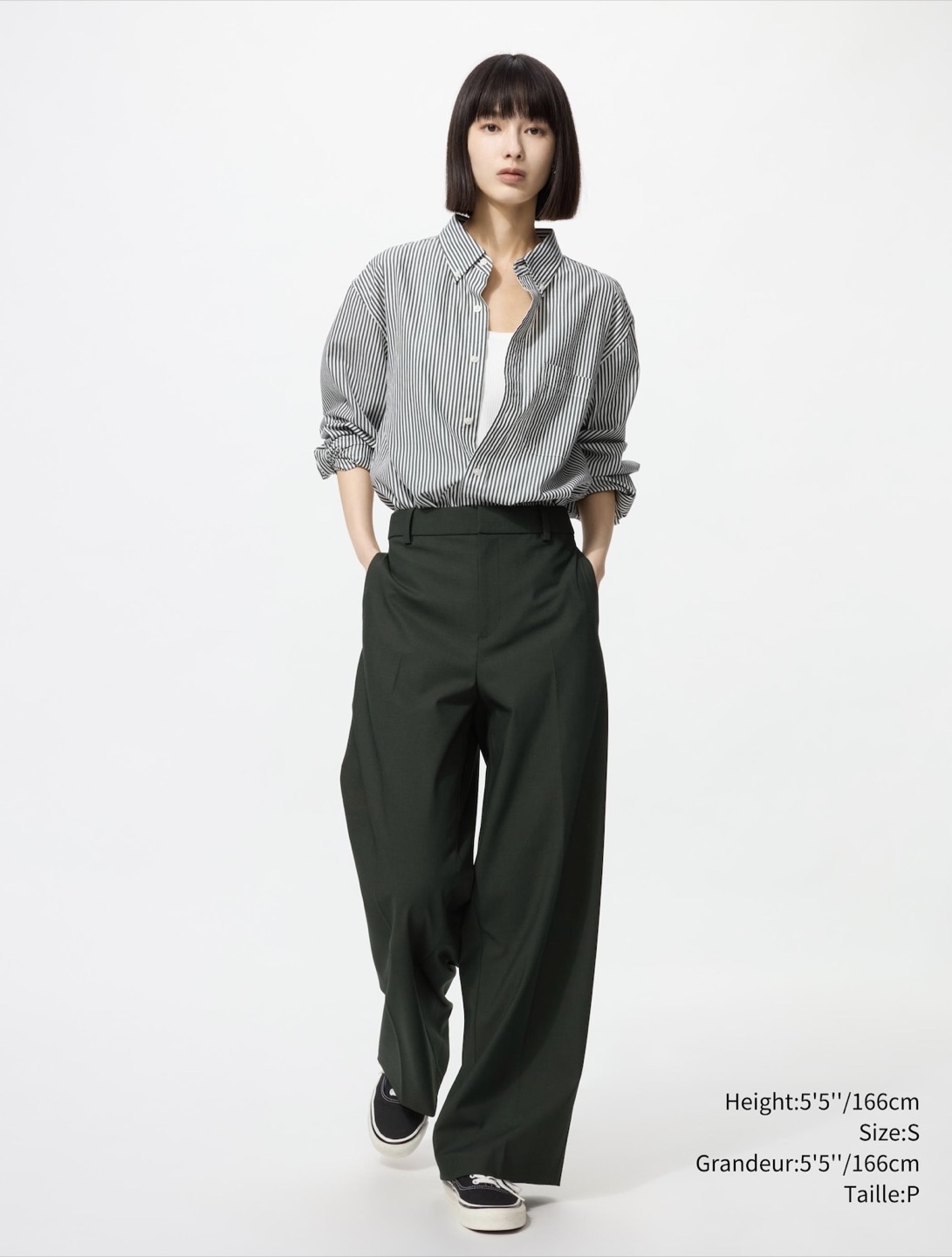 Uniqlo smart wide pants in black, size M
