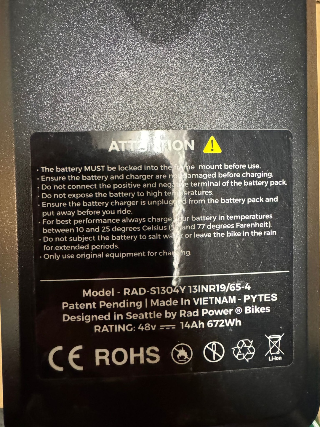 Rad Power Bikes Battery - RAD-S1304Y - photo 2