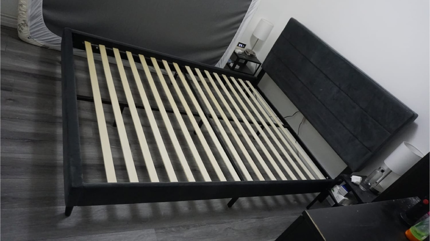 Upholstered Platform Bed Frame - Grey - photo 2