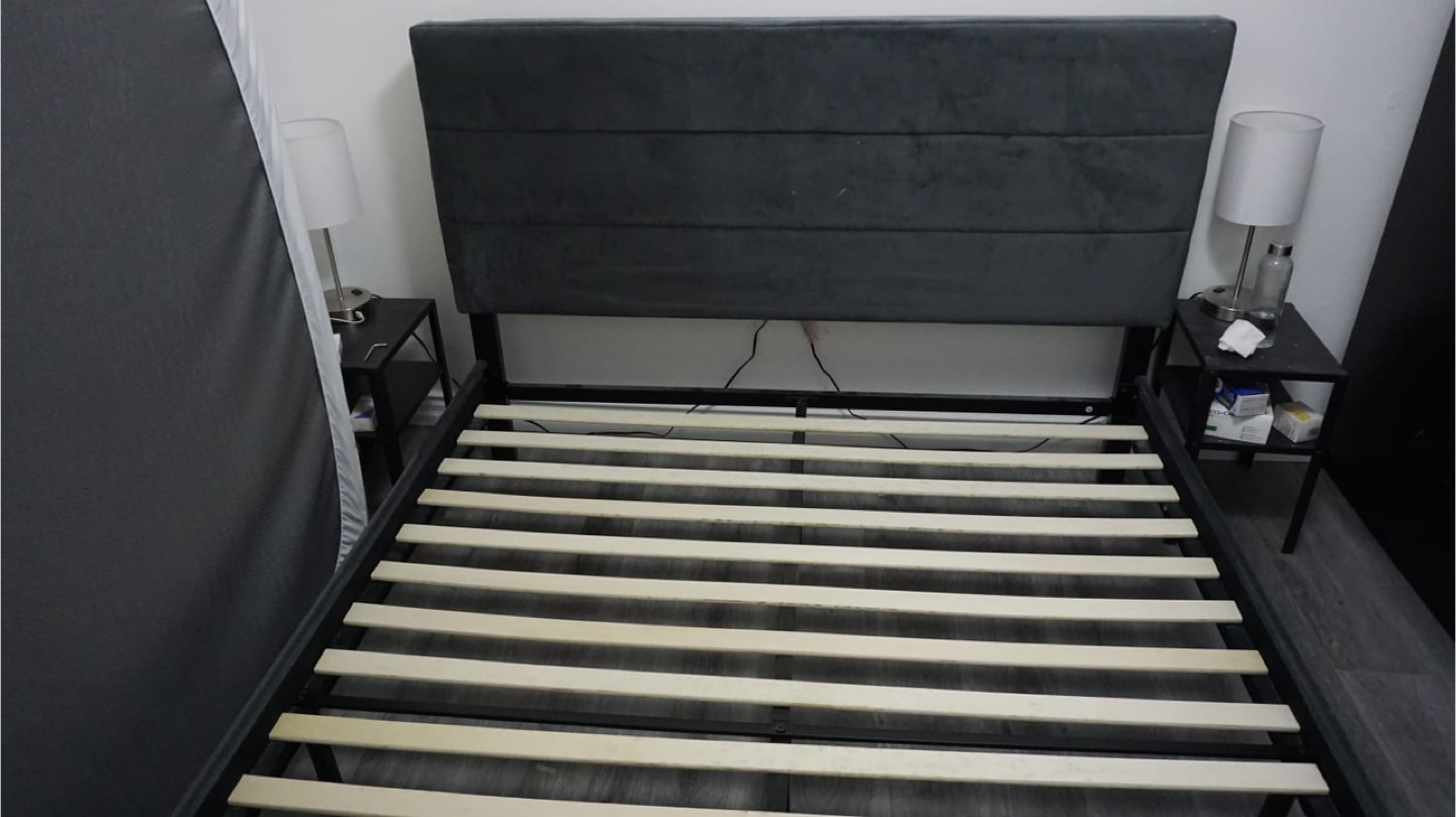Upholstered Platform Bed Frame - Grey