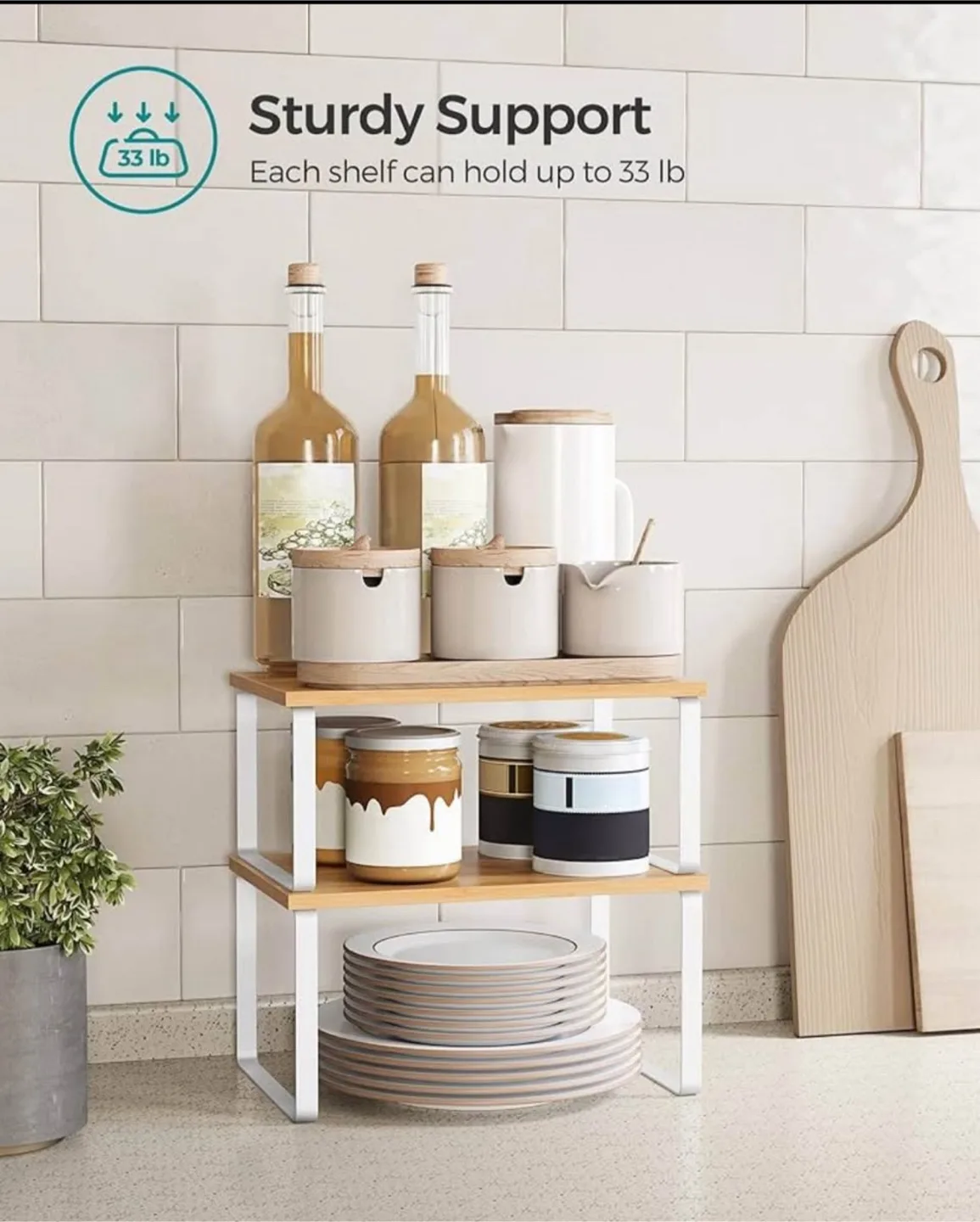 SONGMICS Bamboo Kitchen Counter Shelf Organizer thumbnail