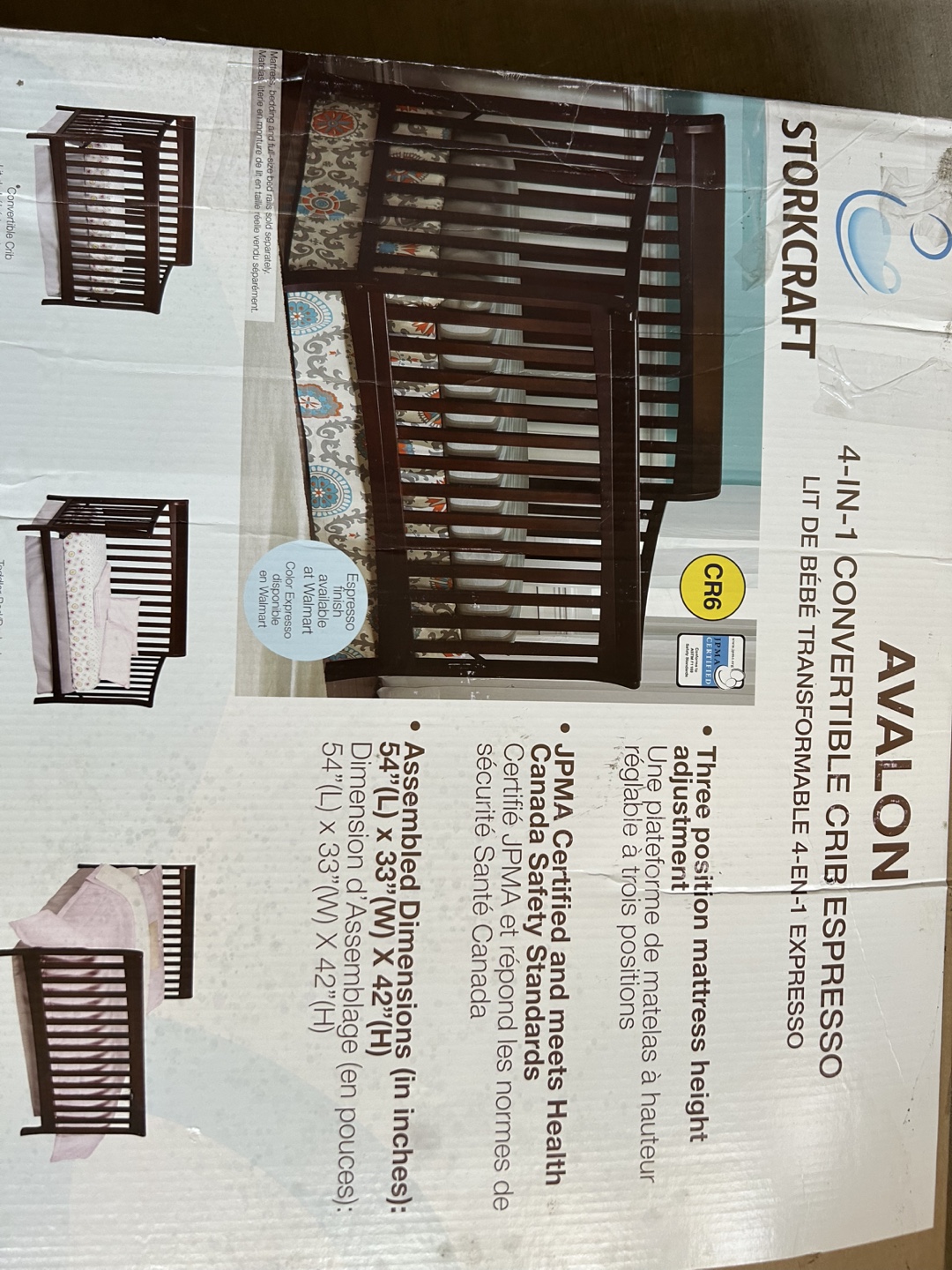 Storkcraft Avalon 4-in-1 Espresso Convertible Crib