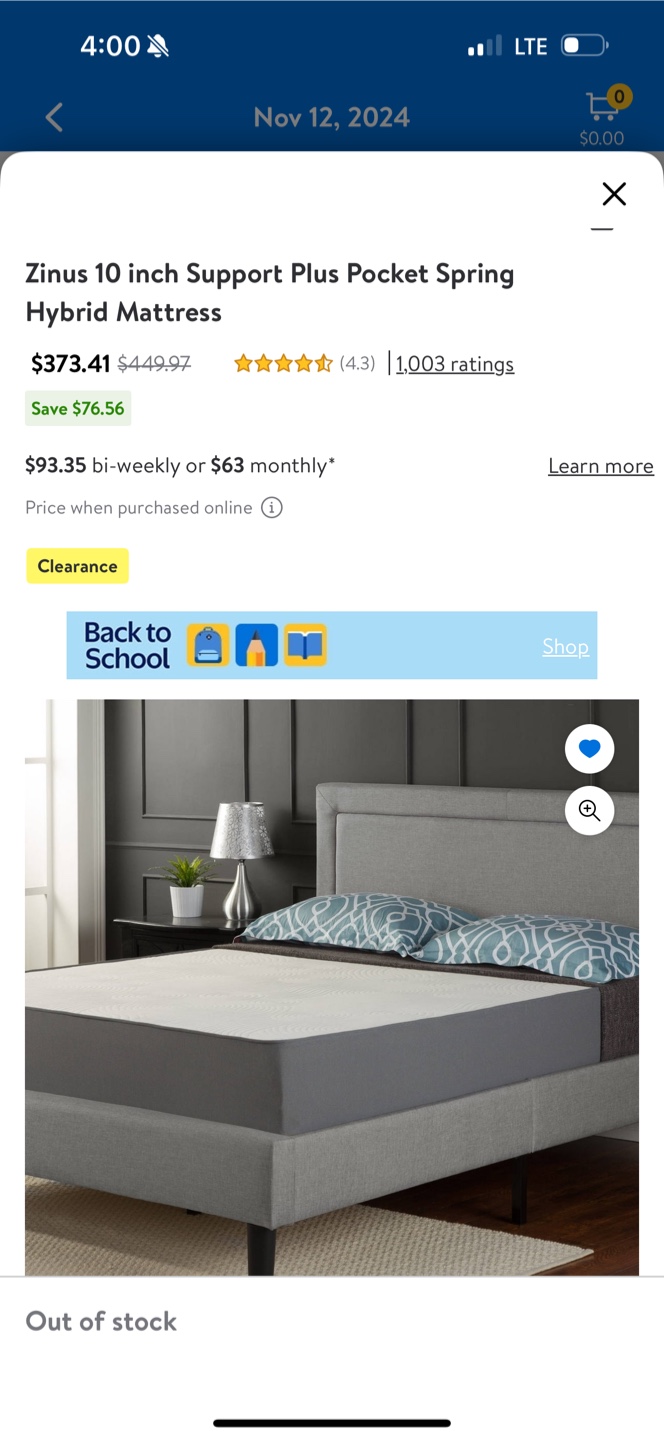 Zinus 10-Inch Support Plus Hybrid Mattress